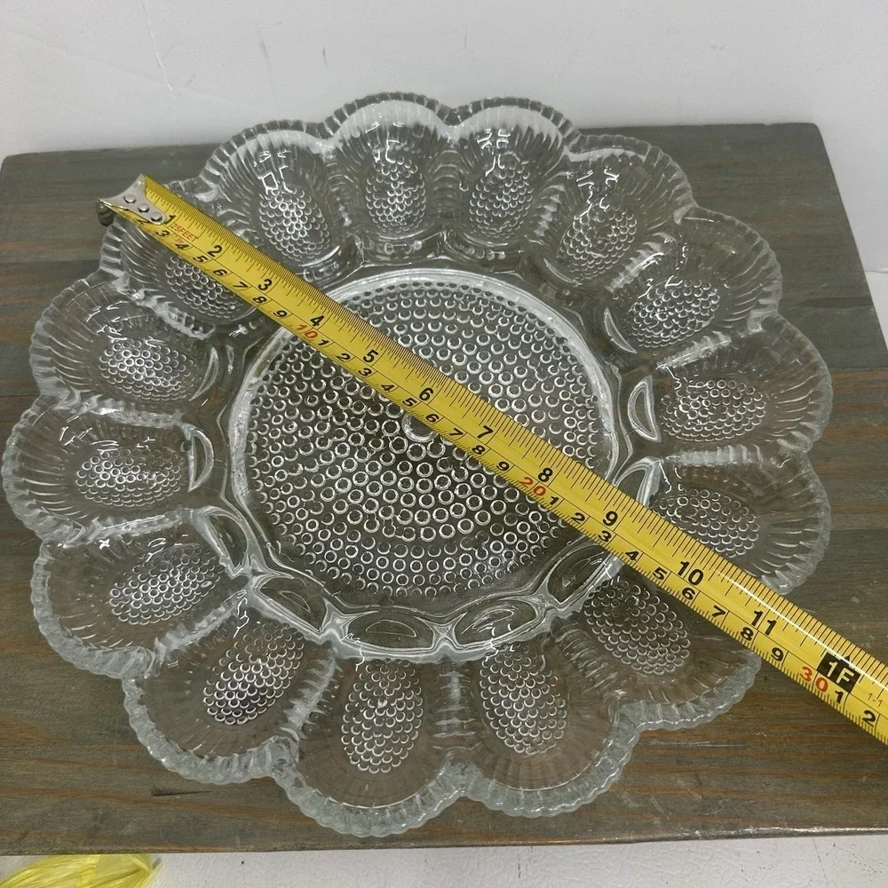 Vintage Hobnail Indiana Glass Egg plater 11 1/4